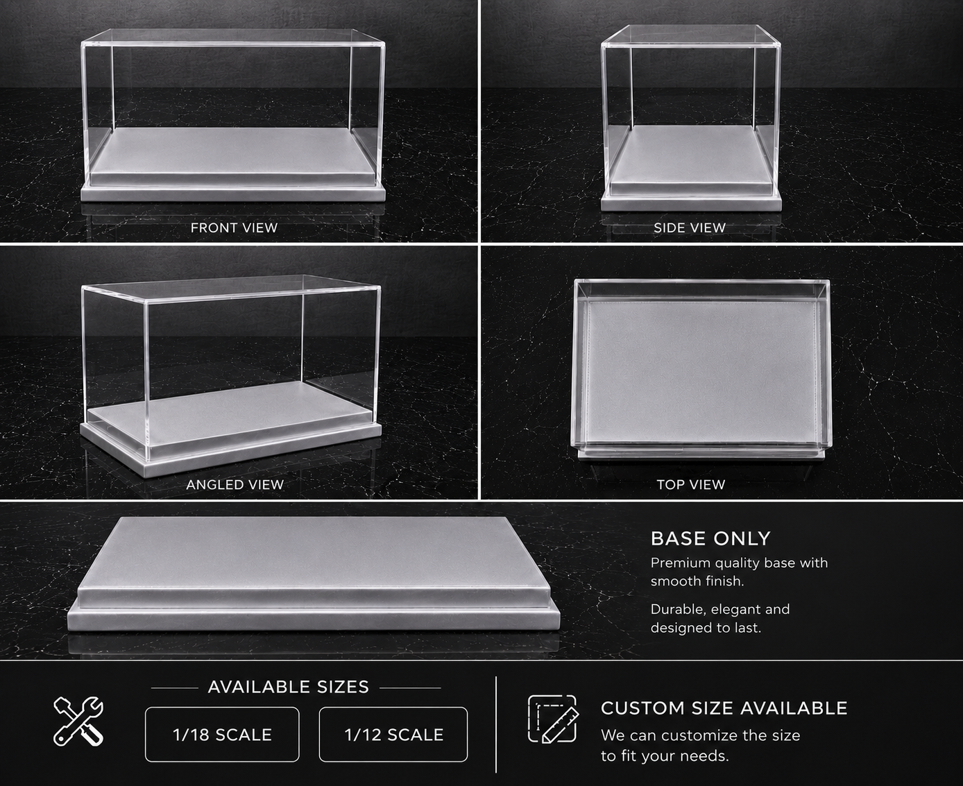 Acrylic Display Case 1/18 scale / Silver